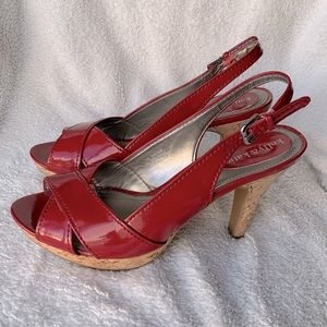 Kelly & Katie Red Patent cork sole heels, size 10